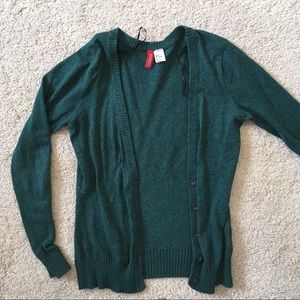 Dark green cardigan sweater